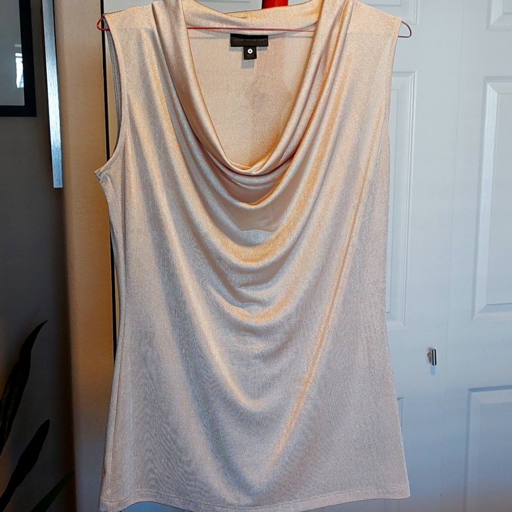Worthington Golden Cowl Neck Tank